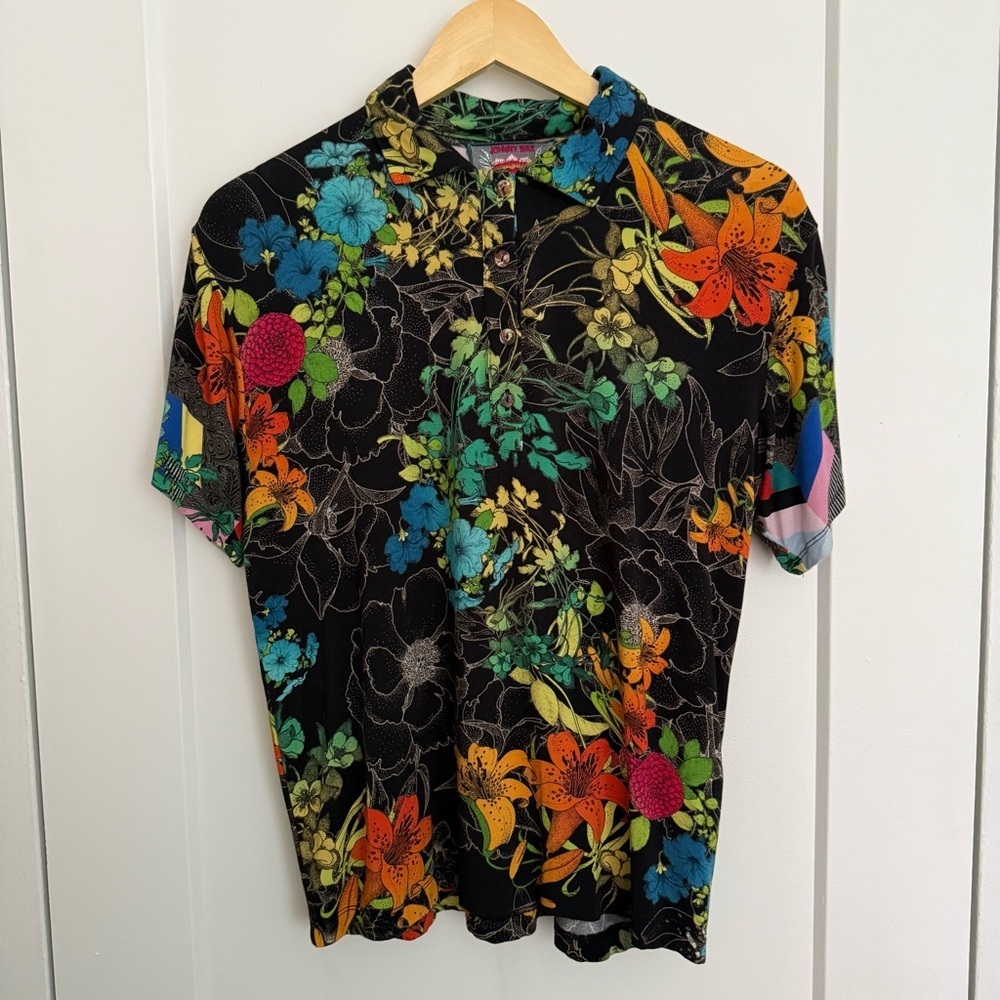 Johnny Was - Nero Sequence Short Sleeve Polo Tee - Picture 3 of 11